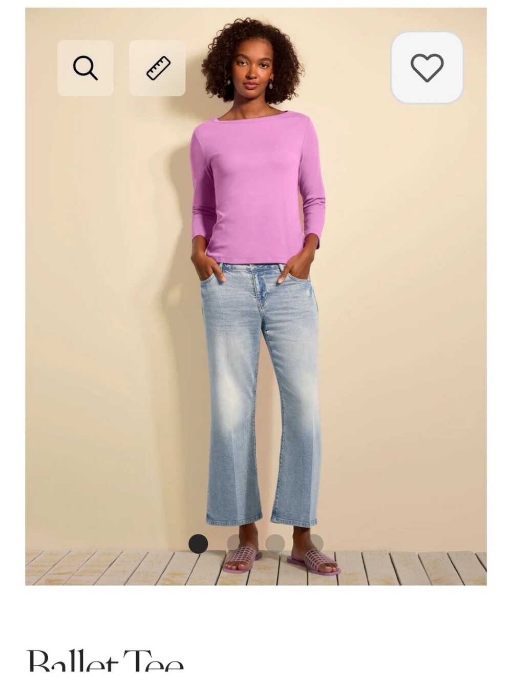Cabi Ballet Tee - Lilac/ Pink Long Sleeve Boatneck Top